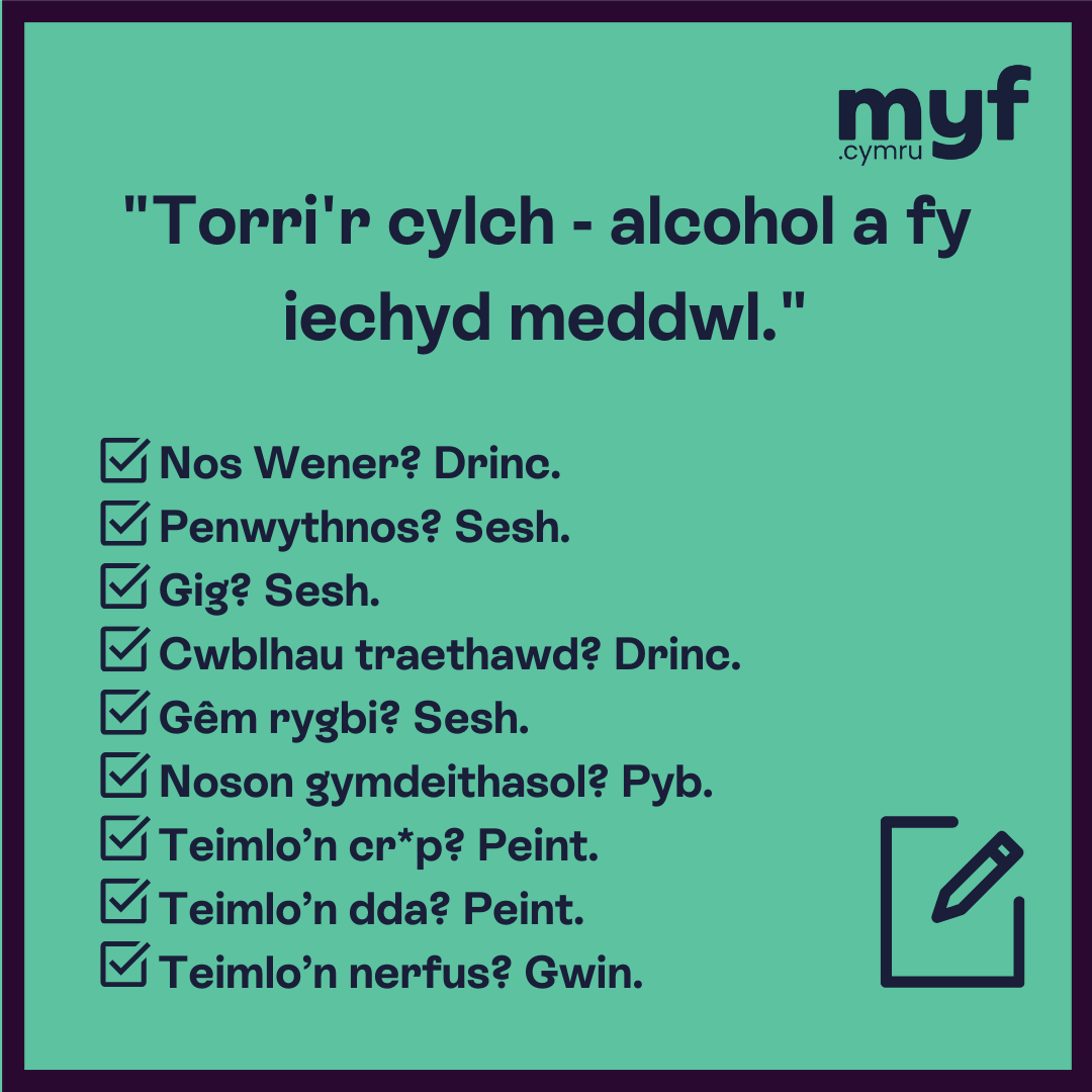 Erthygl gan fyfyriwr am alcohol
